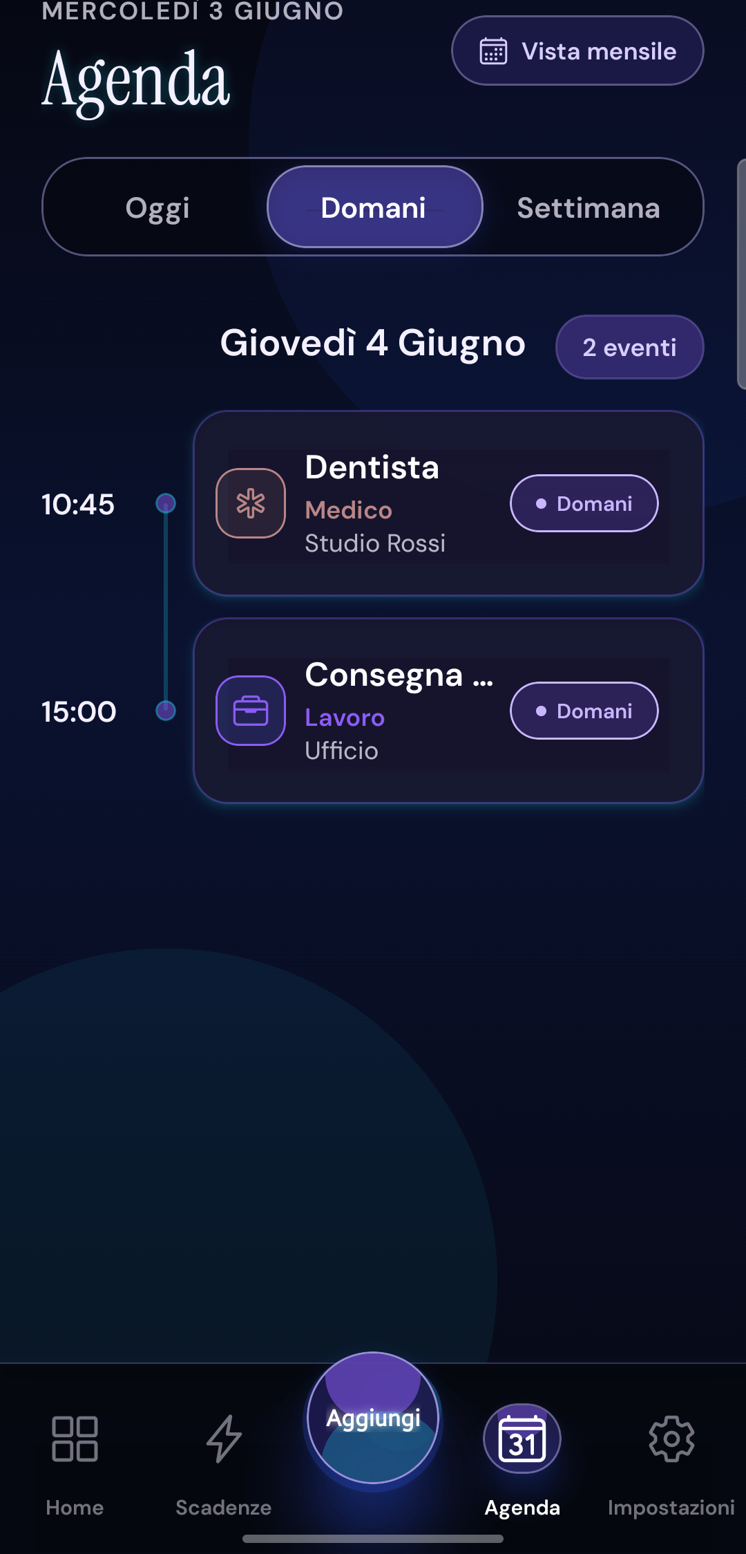 Agenda domani