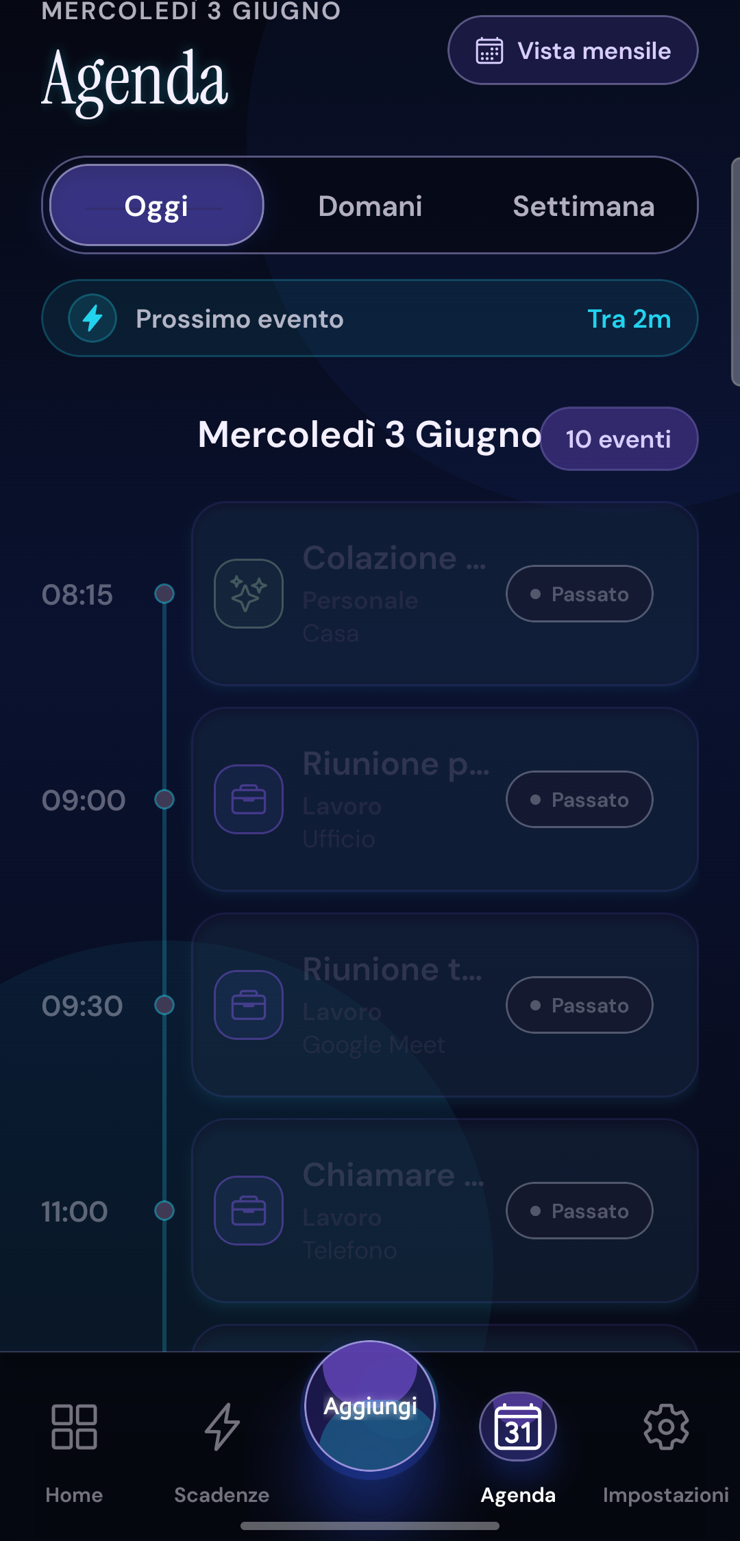 Agenda di oggi in Memordia