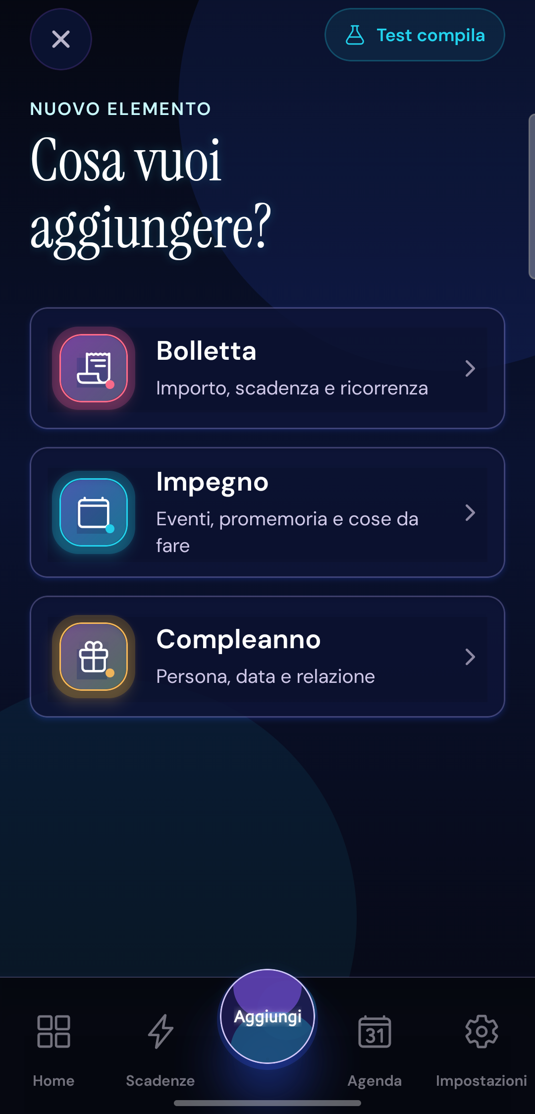 Aggiungi elemento in Memordia