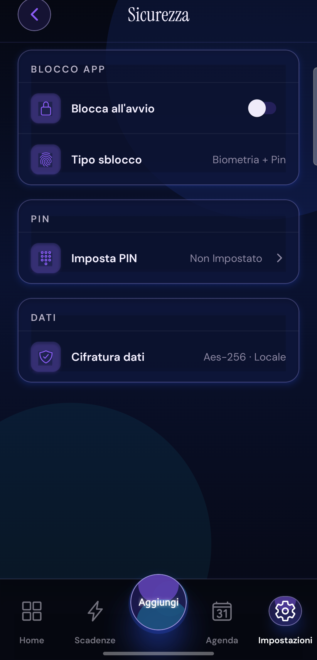 Sicurezza app